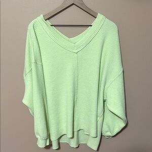 Aerie Mint Green V-Neck Sweater with Batwing Sleeves